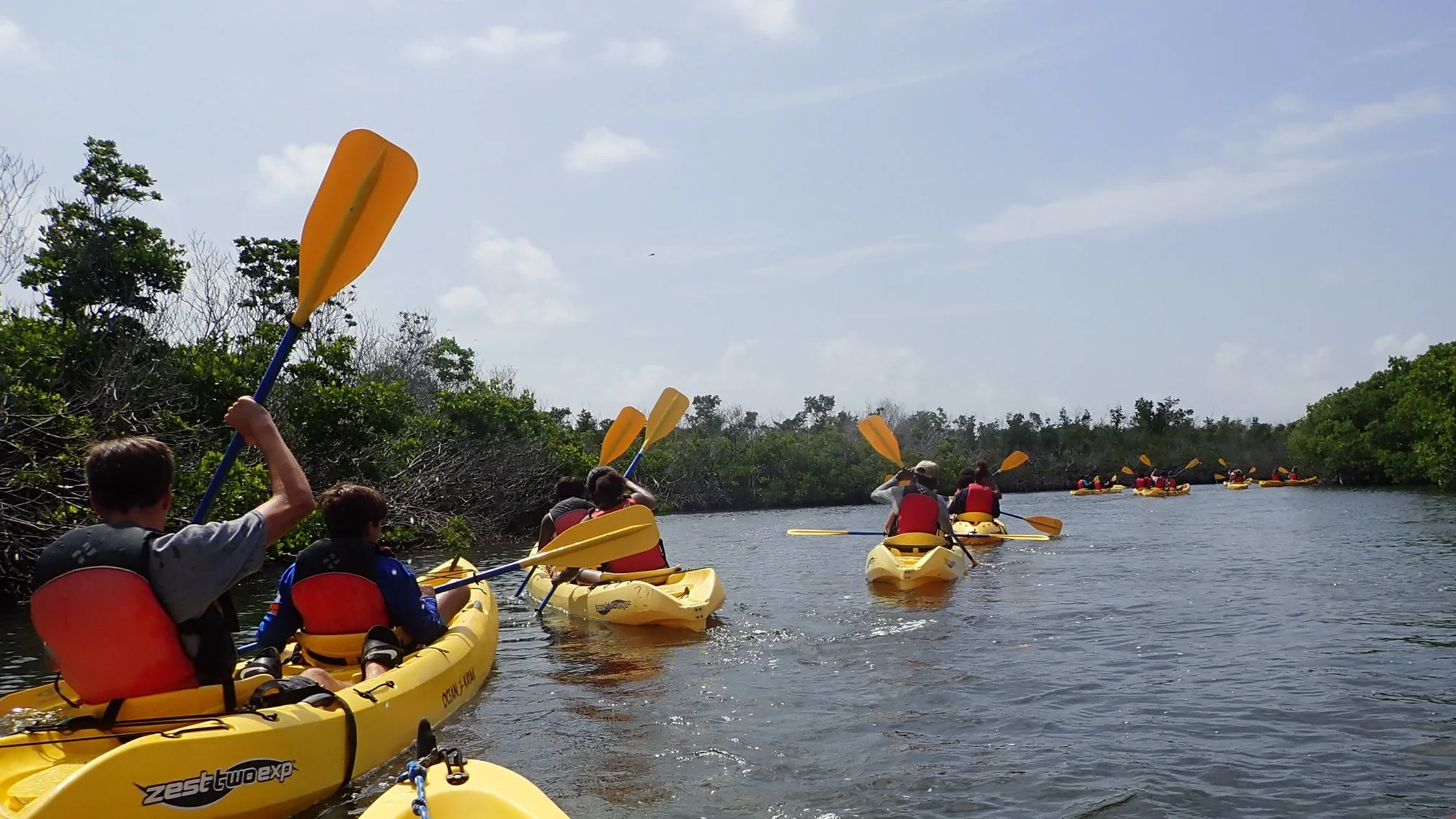 End Session students kayaking in St. Thomas