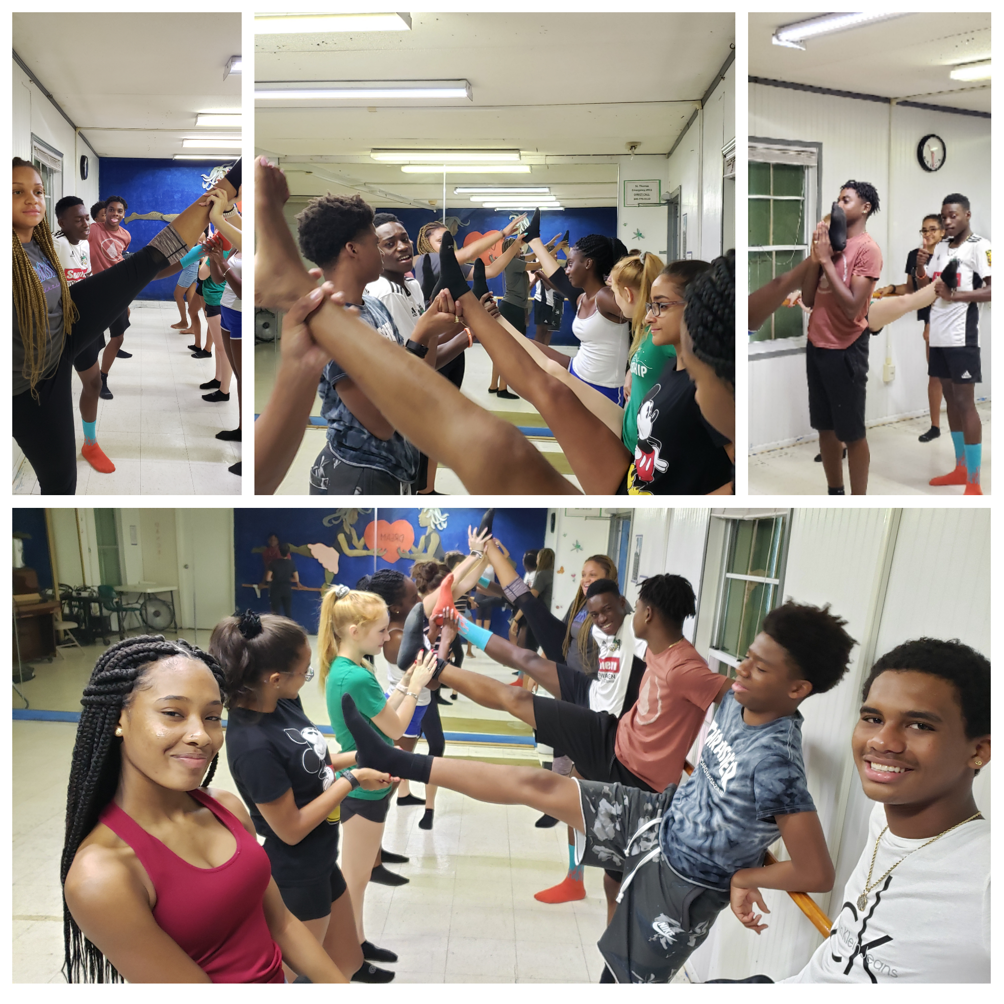 Students stretch in their DP Dance class.