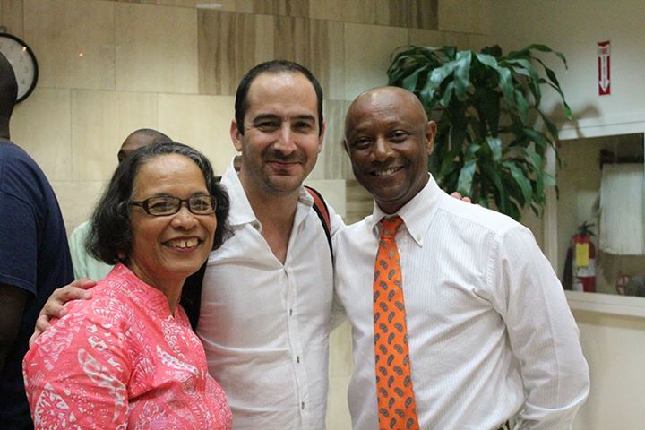 Pam with IDB presenter on 'The Orange Economy', Felipe Buitrago Restrapo (centre) and Antonius Roberts following the presentations