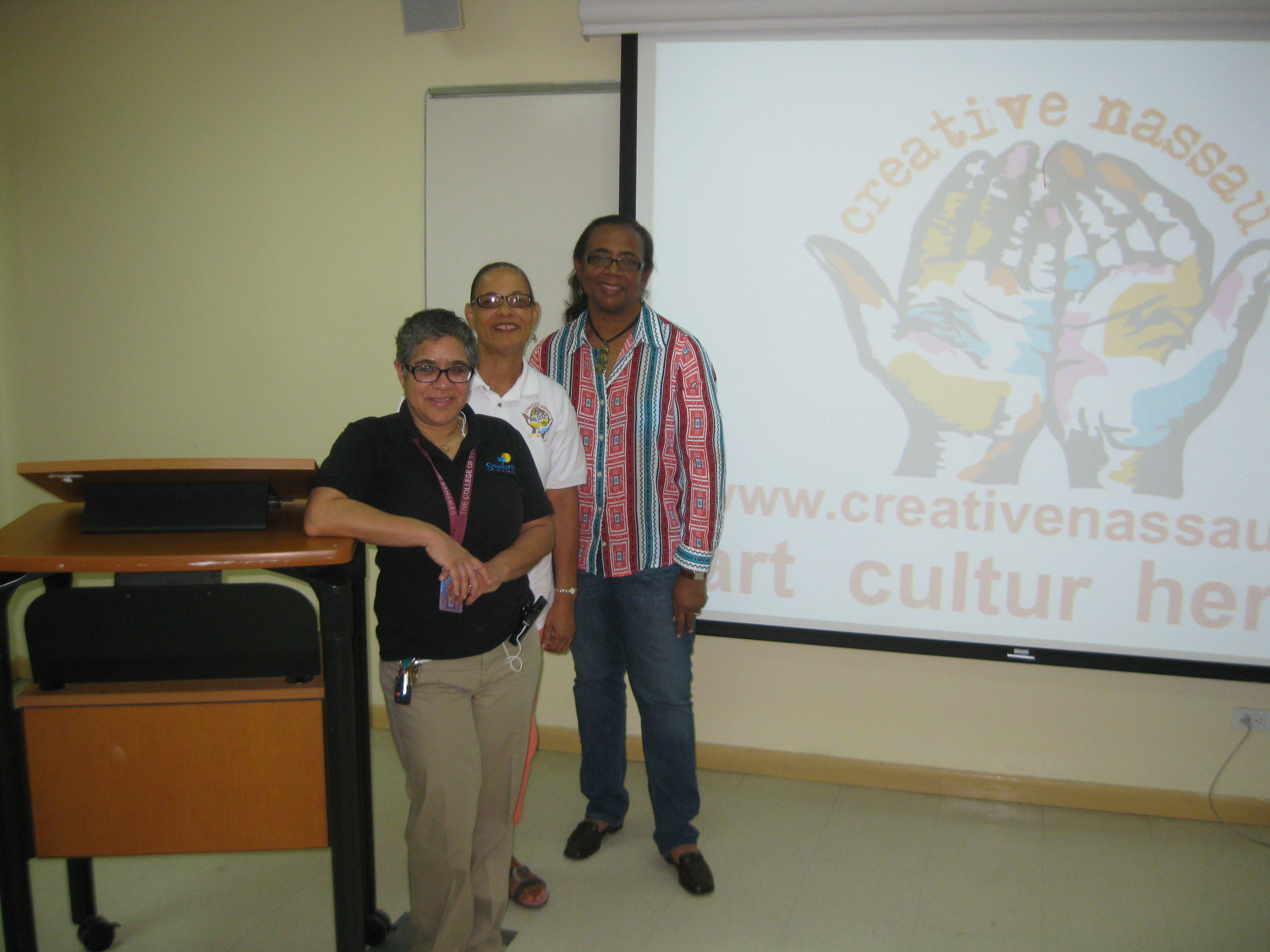 College of The Bahamas Professor, Dr Nicolette Bethel (front) with CN Members Pam and Patti