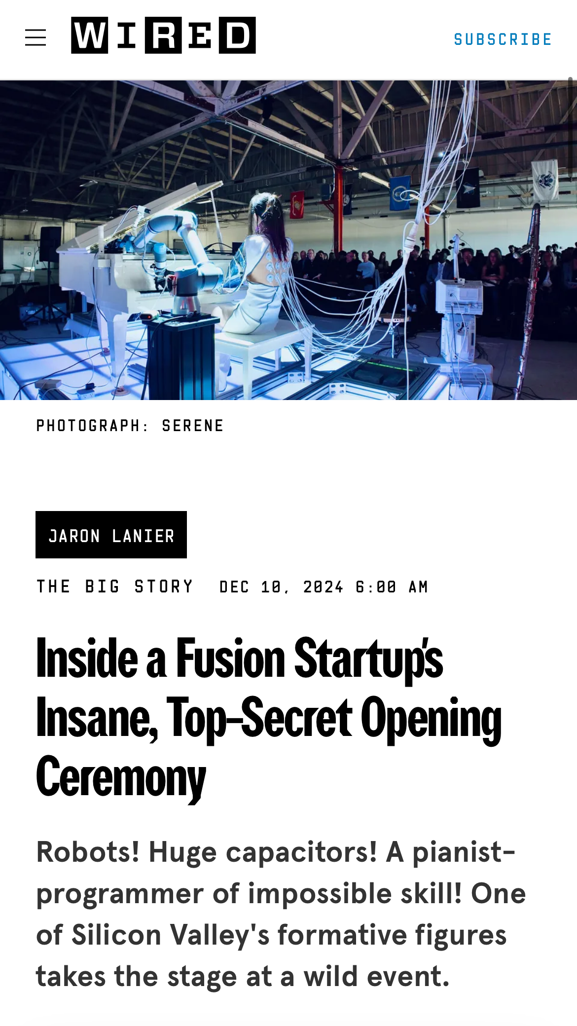  Written by Jaron Lanier&nbsp;  Edited by Jason Kehe  Photography by Serene &amp; Josh Edelson  Photo Curation by Skye Battles  Read the full story  here.  