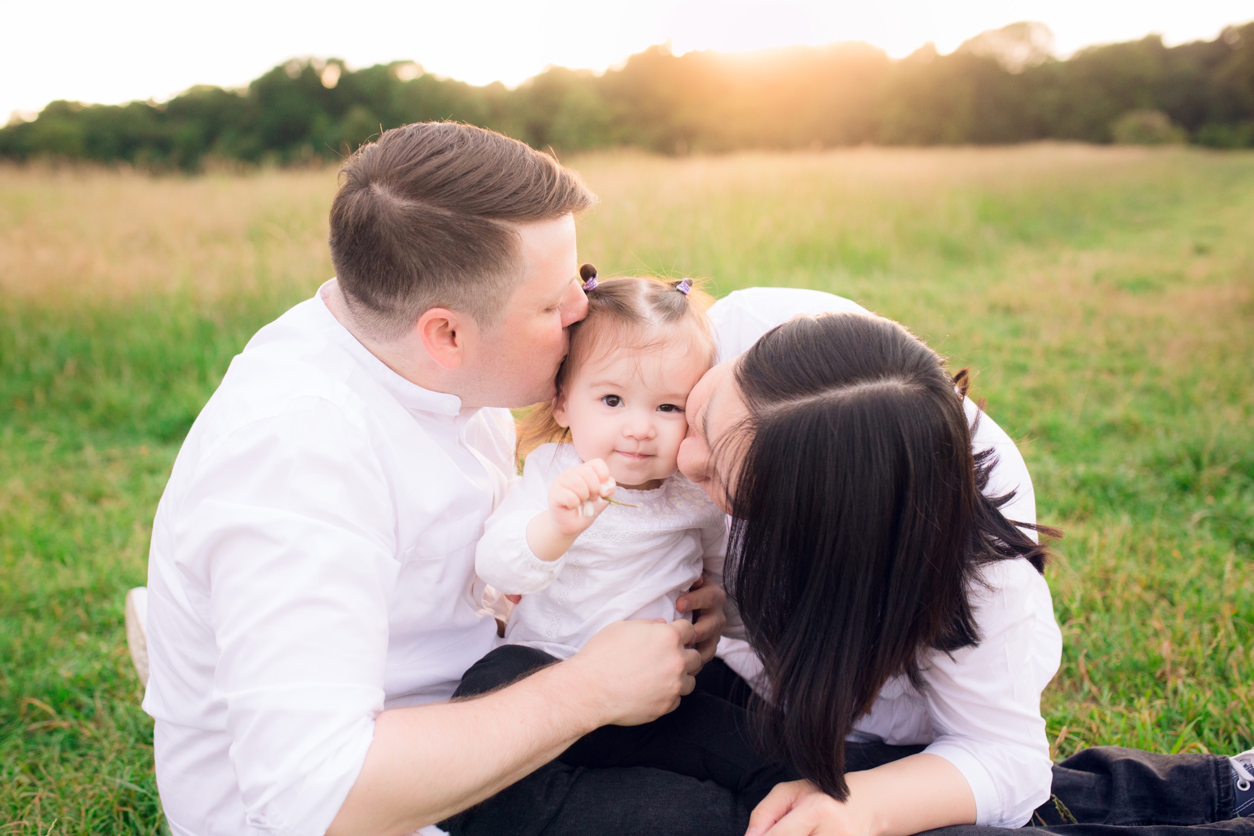 Golden hour meadow family photography UK Ann Wo