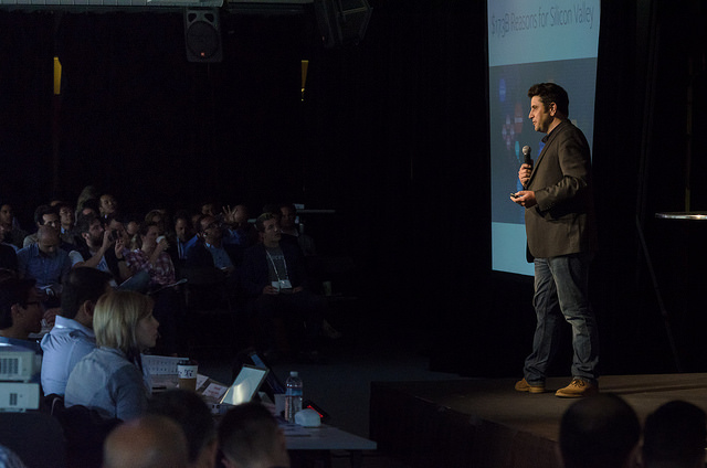 PNP FinTech VP and Founder Scott Robinson started off the program. The audience included luminaries such as Megan Brewer, Head of Innovation for Credit Suisse (pictured, lower left).