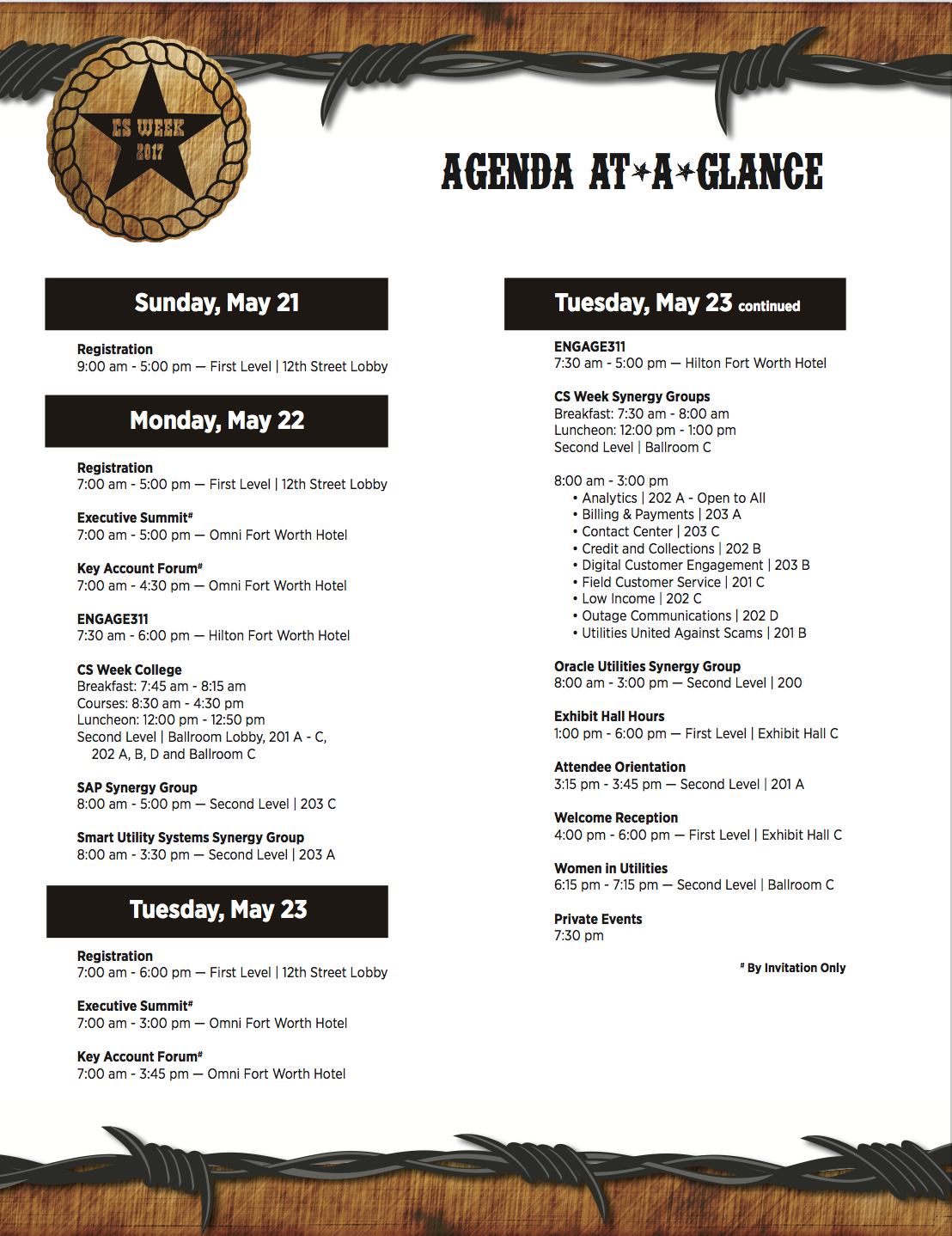 2017 CS Week Agenda At-A-Glance