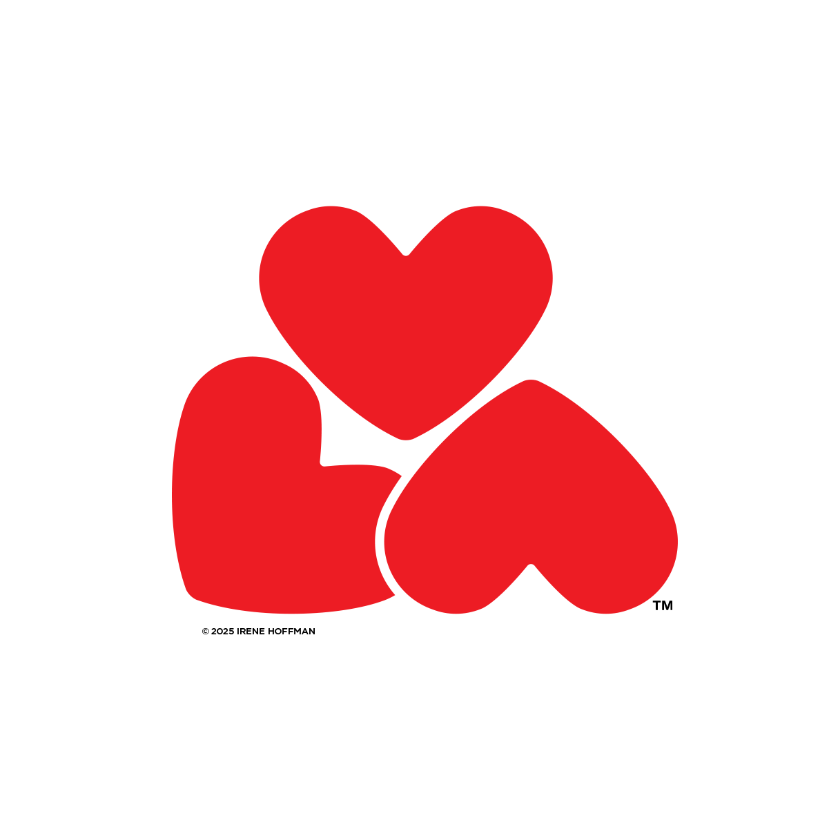 Love L.A. made up of three hearts rotated to create the letters and symbol