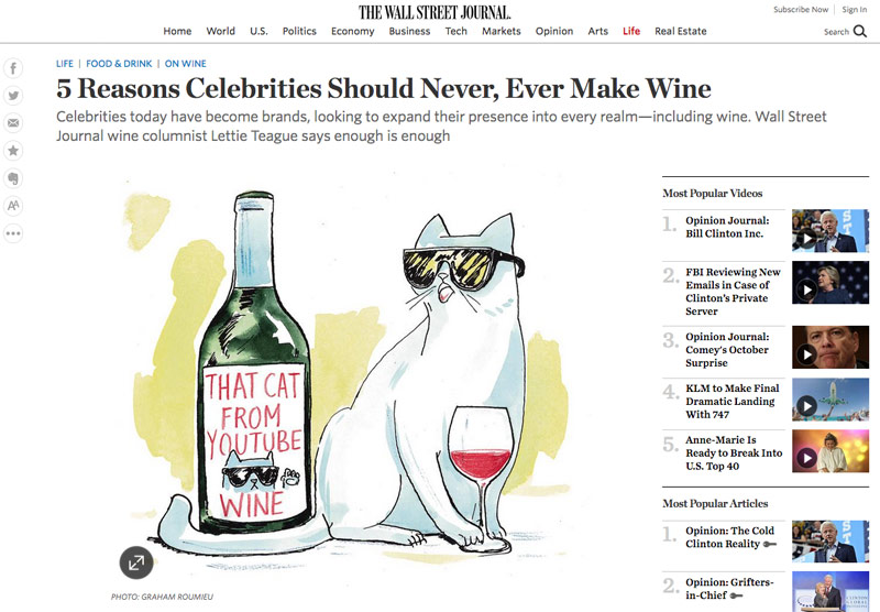 Celebrity Wines - Wall Street Journal