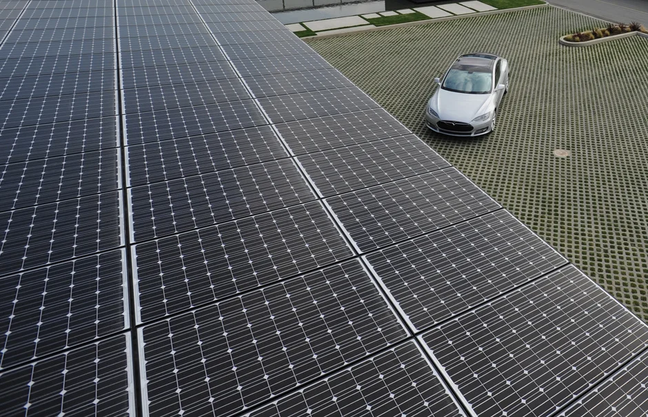  Solar-powered Supercharger. Tesla Design Center. 