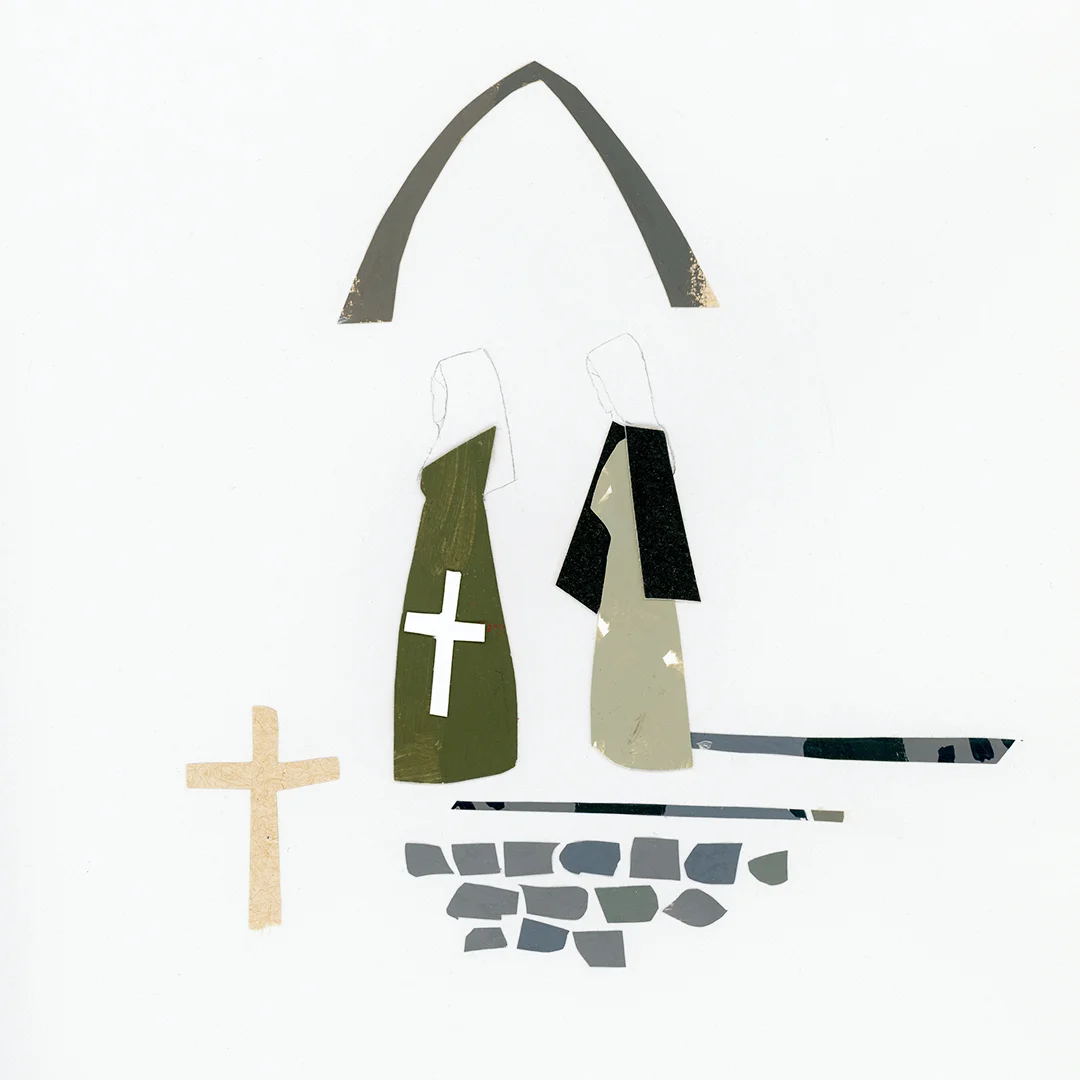 La Religieuse: Sister Sainte-Suzanne Arriving at the Convent at Arpajon - Collage based on Denis Diderot's novel from the late 1700s about an unfortunate nun