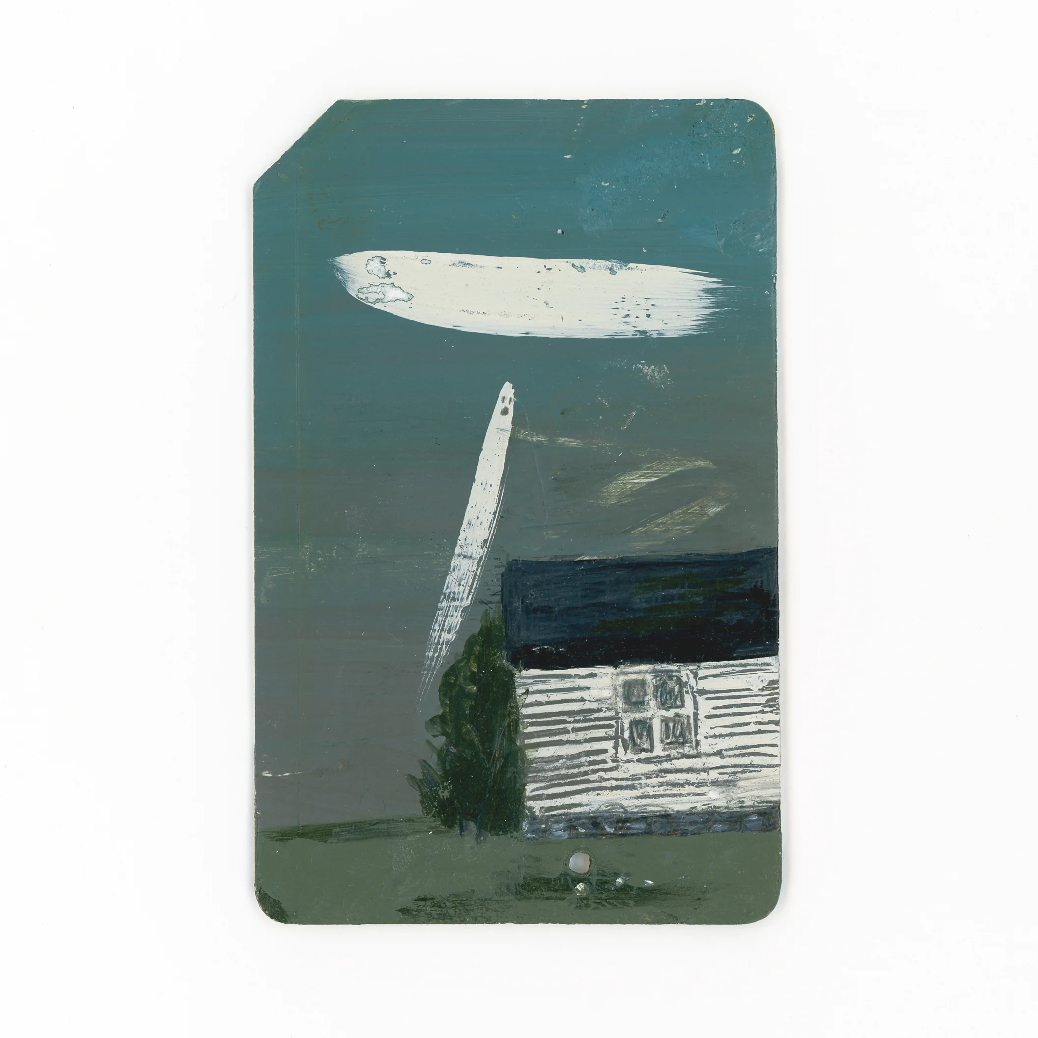 Ghost Scared from Bush - or - A Blooming Girl Goes to Her Last Home - Painting and graphite on MetroCard for Single Fare 4 show