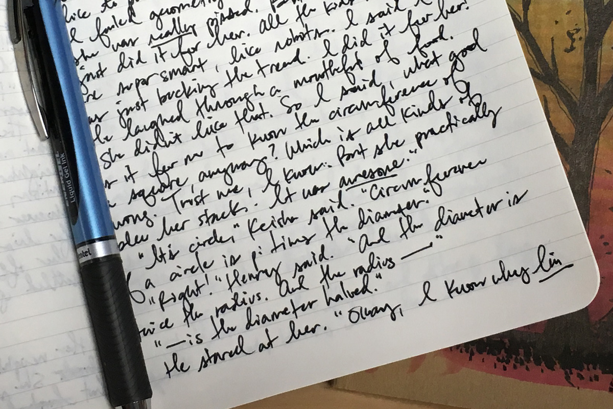 Up close and personal with my garbled handwriting.
