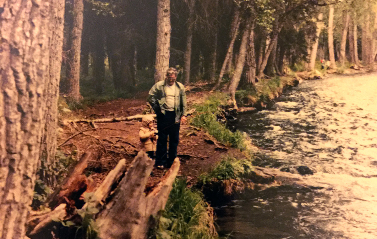 Grandpa and I fishing the Russian River, in Alaska
