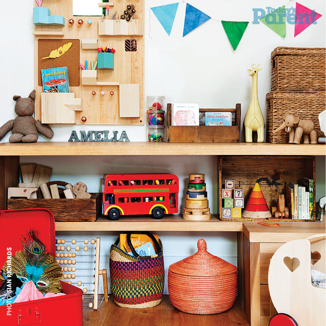 Featured toys: wood elephant , $260, and puzzle stacker , $35, ellaandelliot.com ; wood blocks , $45, and dolly pram, $130, kolkid.ca