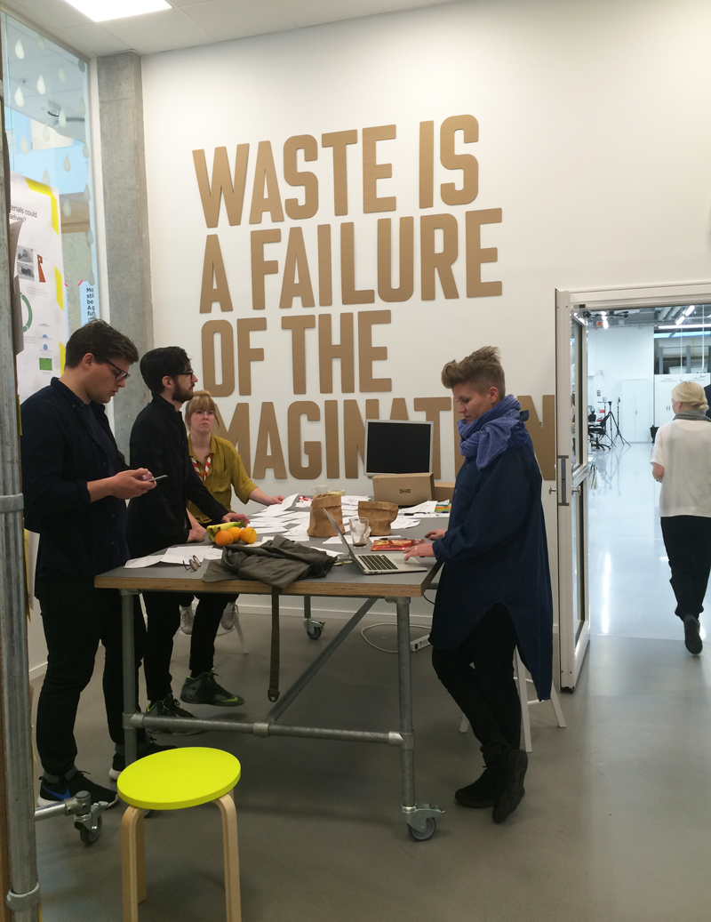 While we were touring the building, a design charrette was taking place. Students and designers were trying to come up with ways to turn waste into something useful.