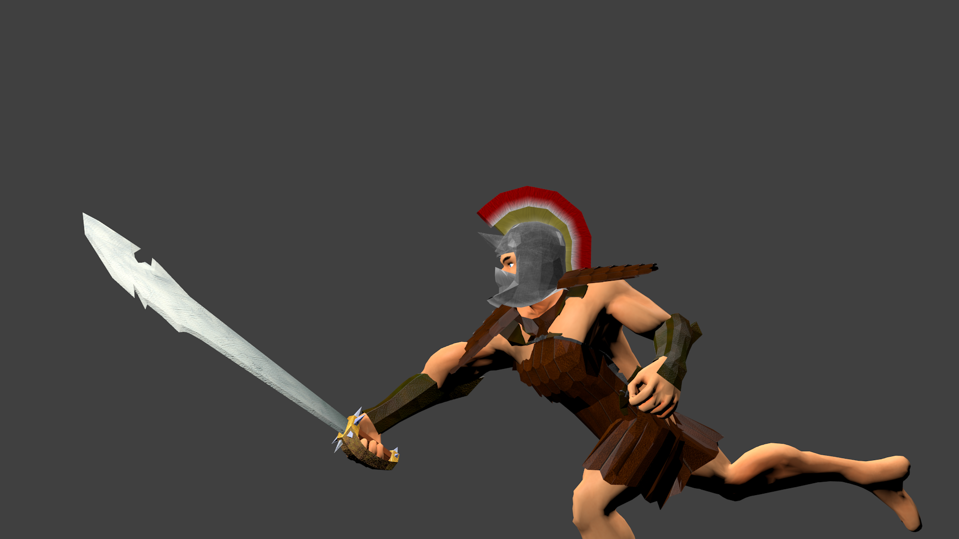 And finally, this is the preliminary animation still for the Longsword swing.