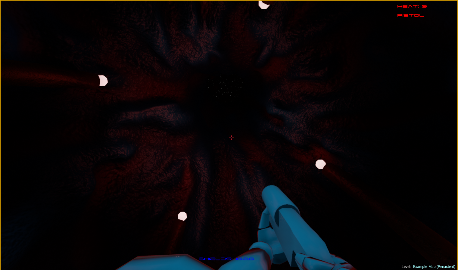 Skyward view of the DropRoom on Aether II, with ancient lighting structures illuminating the surrounding rock