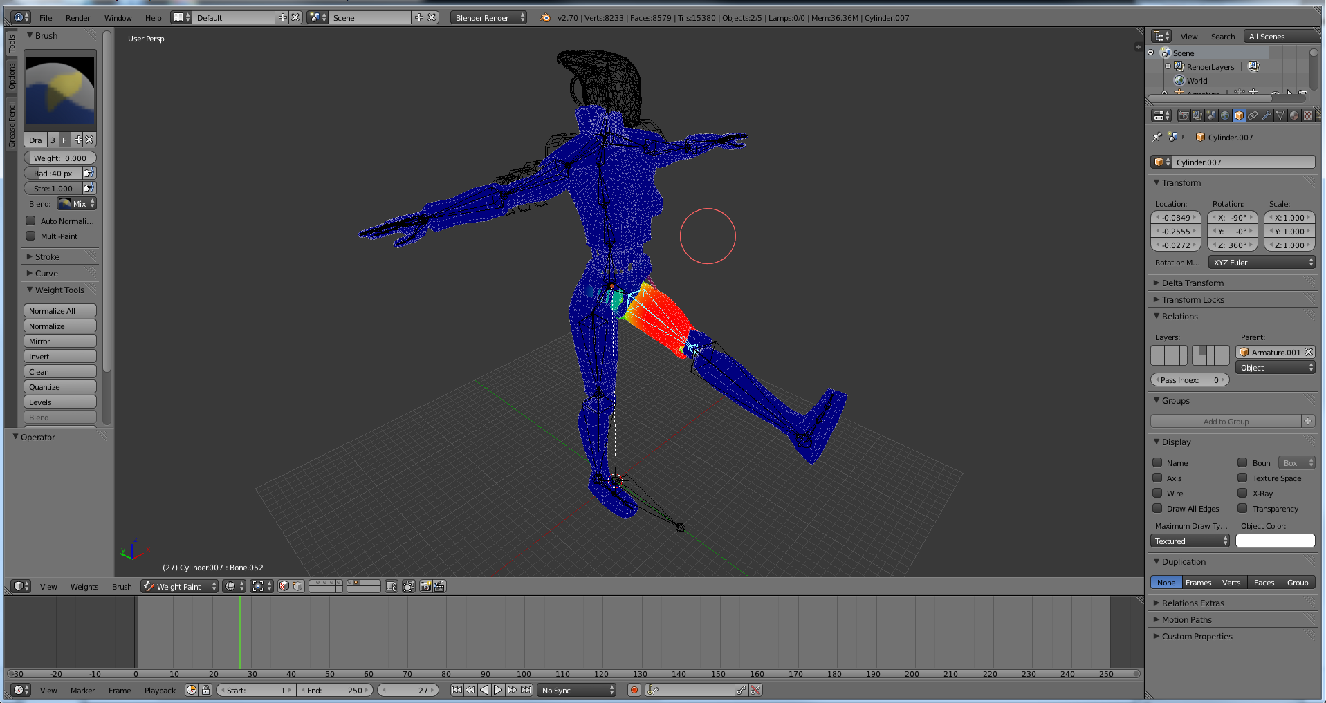 Weight-painting the Femme XMSuit onto the third-person rig.