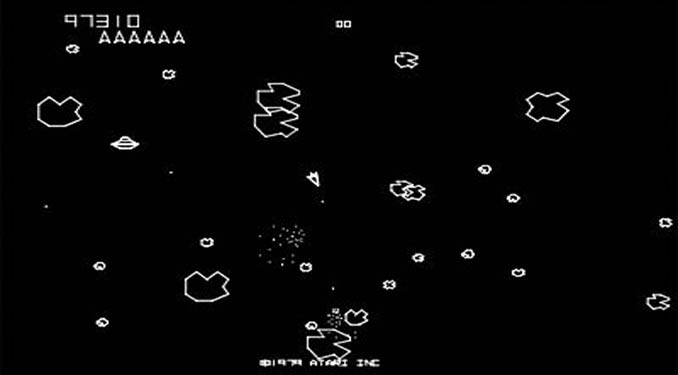 Asteroids' level design is based around the algorithms developed to spawn increasingly-difficult numbers of rocks and aliens within the screen boundaries