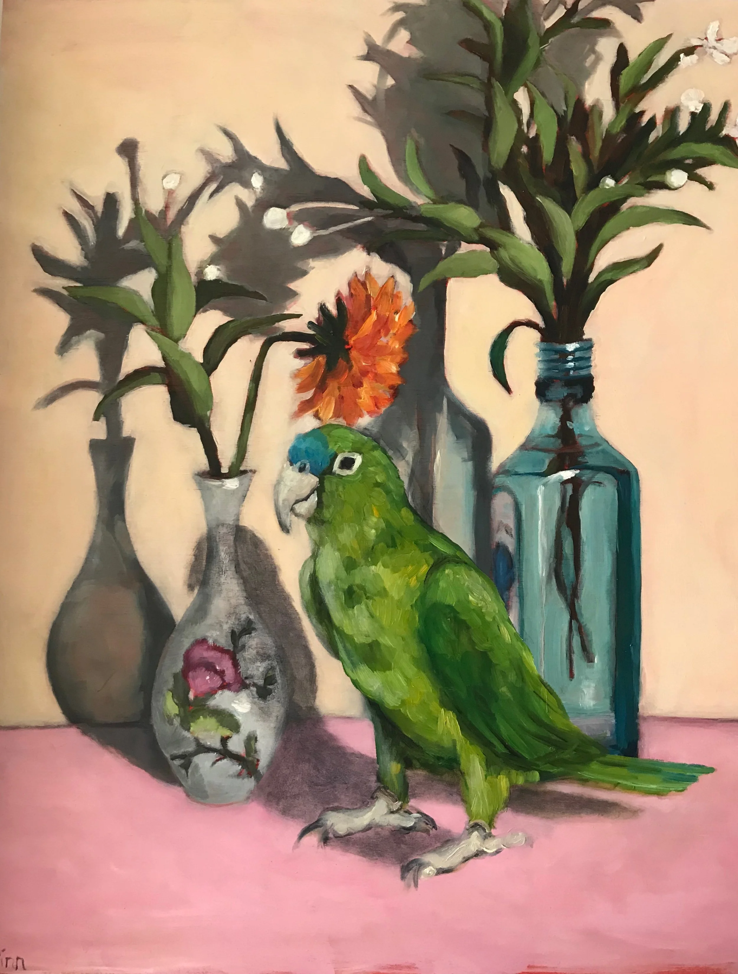 GREEN PARROT TAKING STAGE