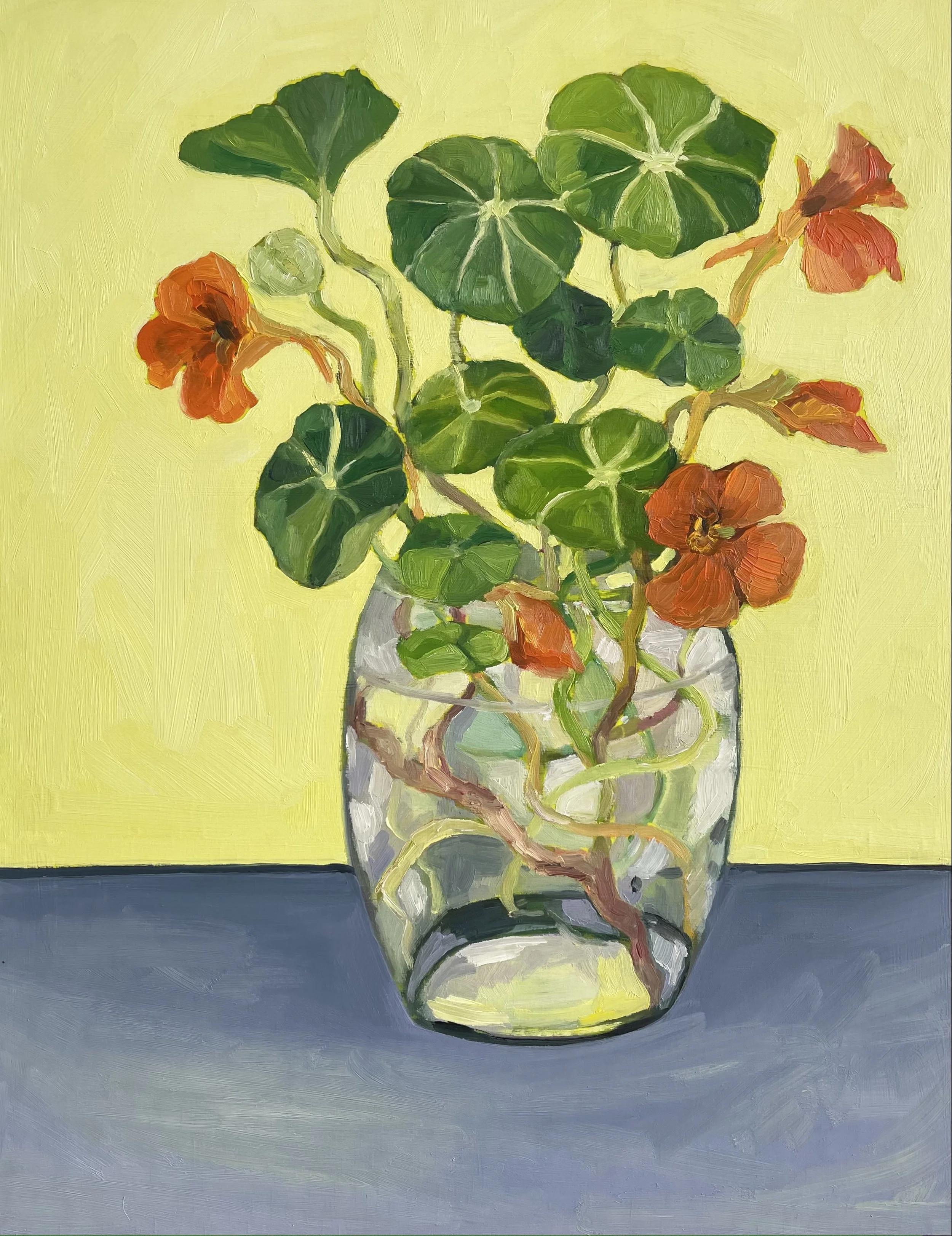 NASTURTIUMS ON YELLOW