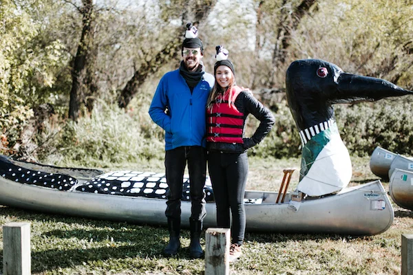 Joe and Simone with their Loon Canoe. 
