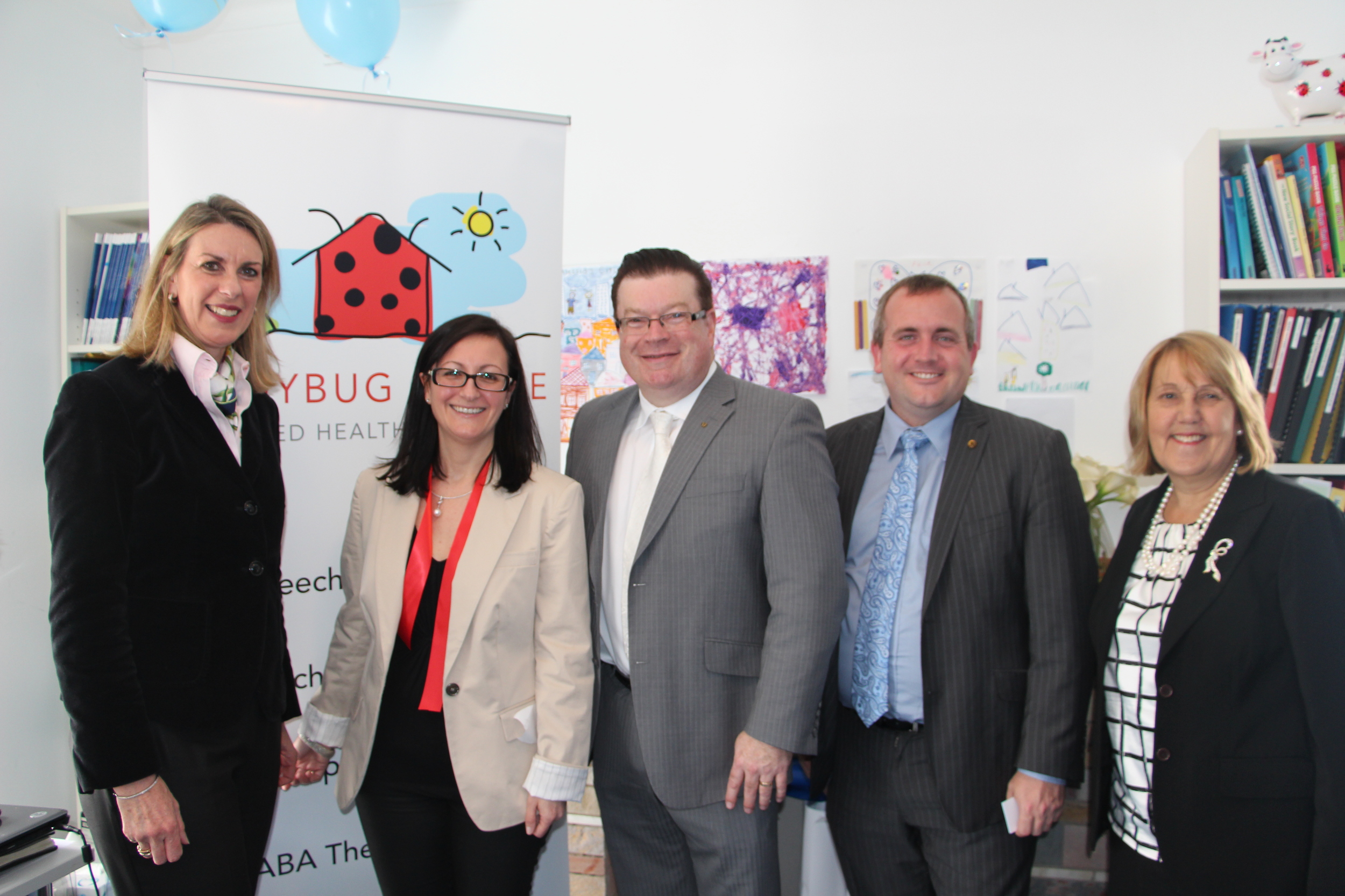 from left to right, Ms Georgie Crozier MLC, Maria Guzzardi, Bernie Finn MLC, Andrew Elsbury and Mayor Jan Chantry.JPG