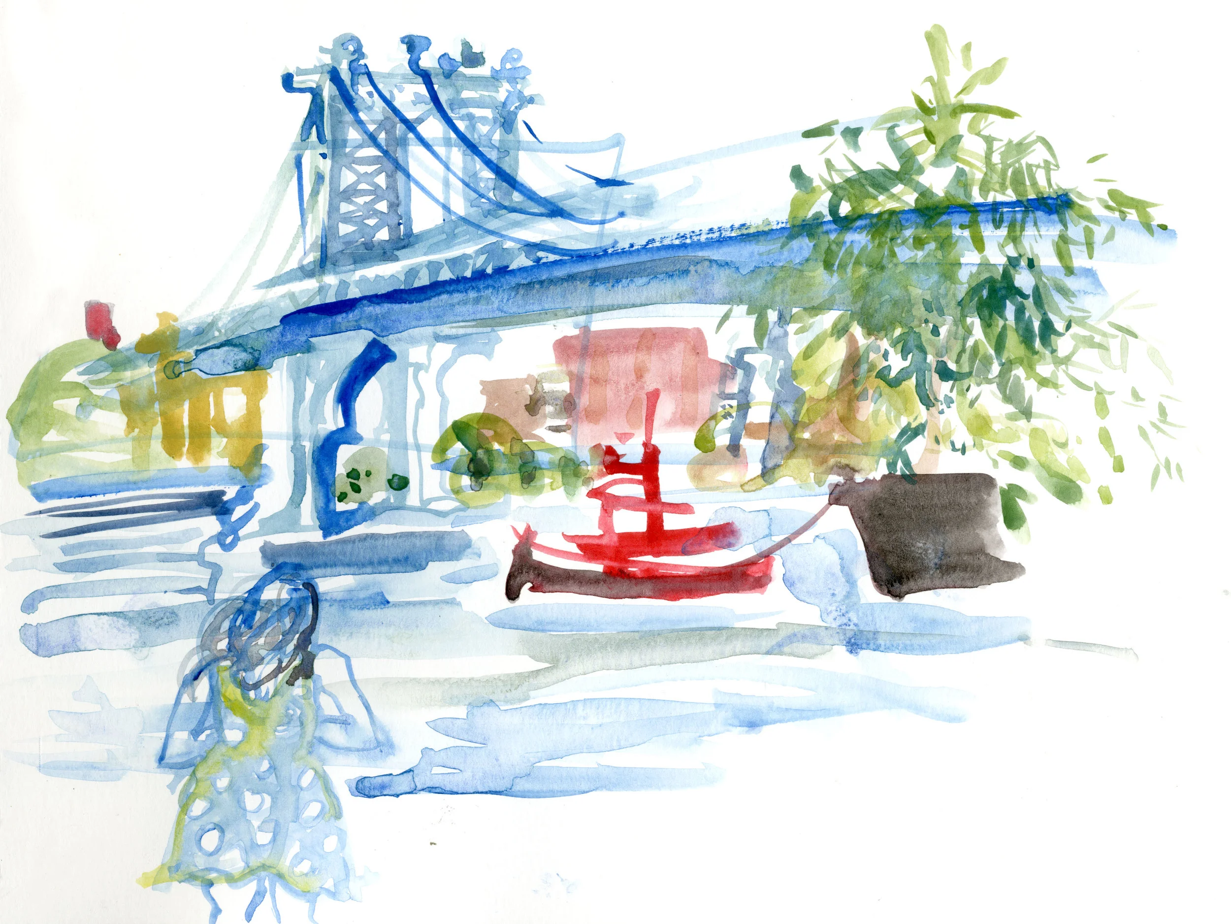 The Manhattan Bridge as seen from Brooklyn Bridge Park in DUMBO. © Carly Larsson 2014.