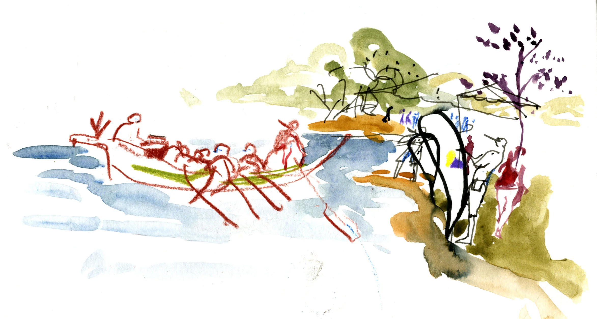 Dragon boats racing while spectators look on. © Carly Larsson 2014.