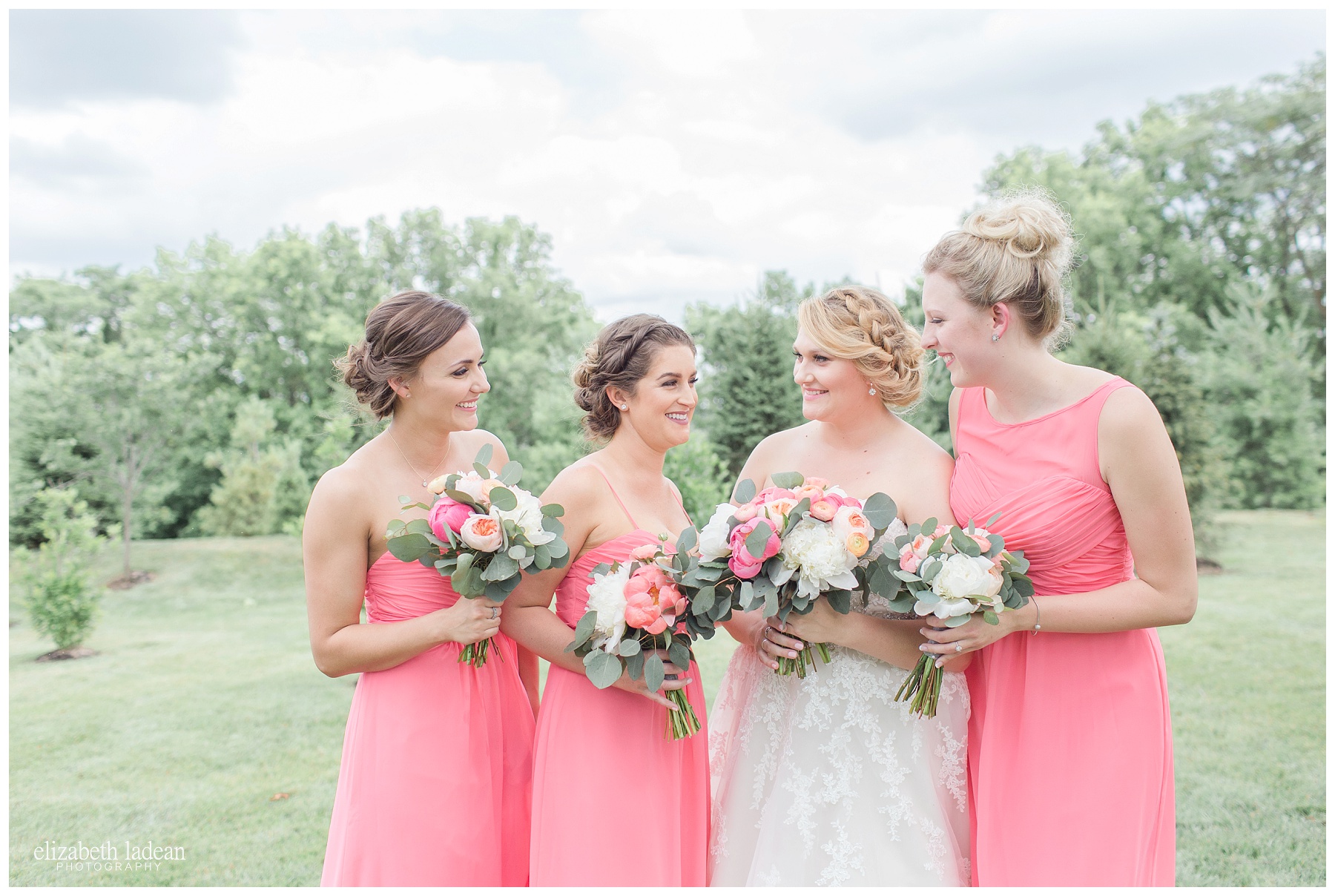 Coral colored bridesmaids dresses, 1890 event space