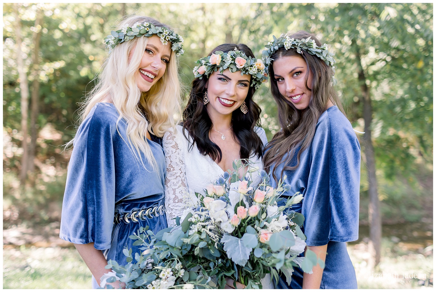 bride and bridesmaids floral and flower crowns