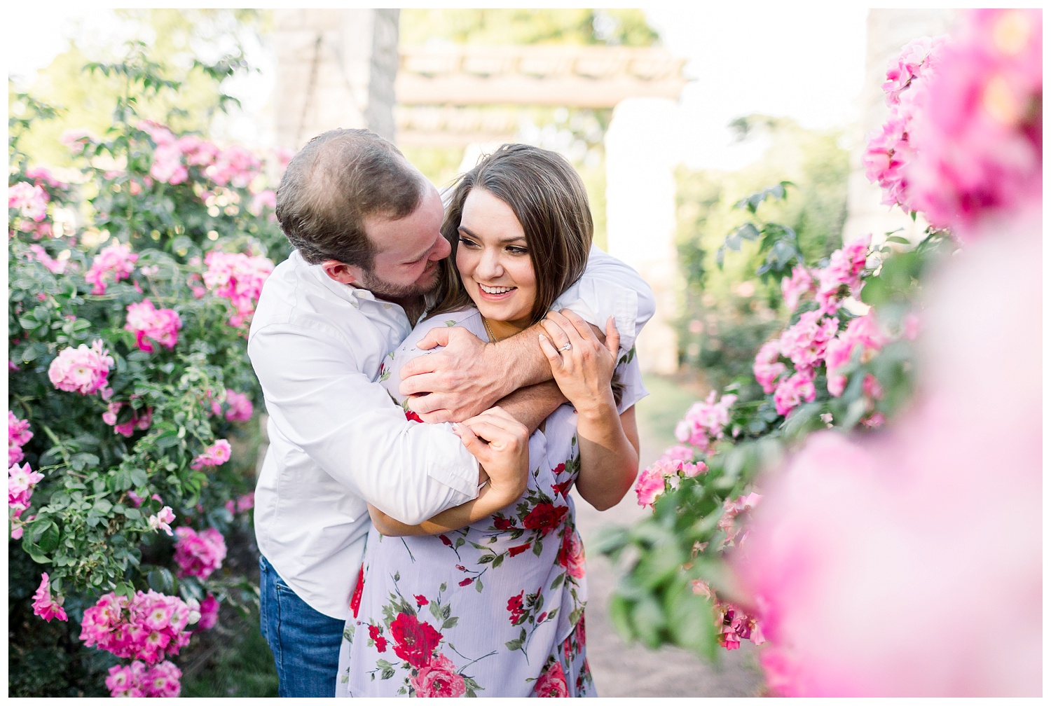 Engagement photos at Loose Park Rose Garden