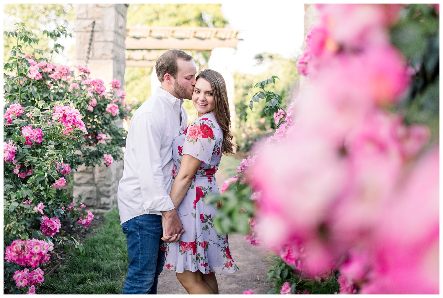 Garden style engagement session photos