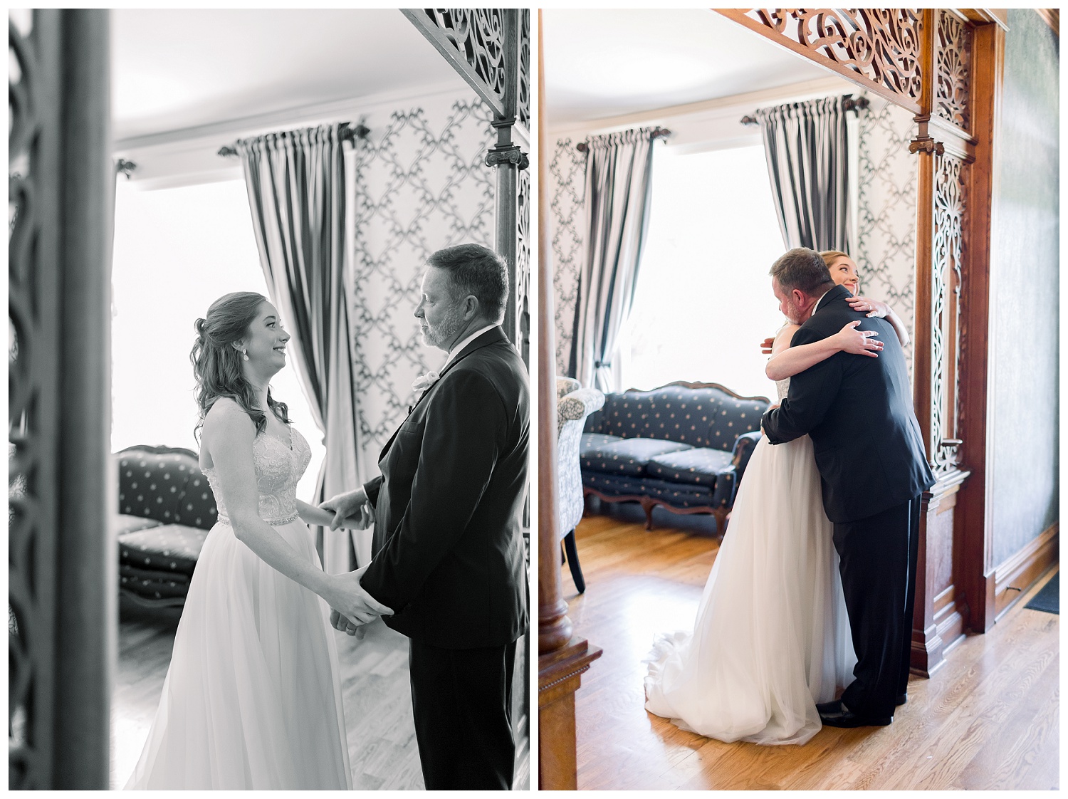 Father and daughter first look on wedding day