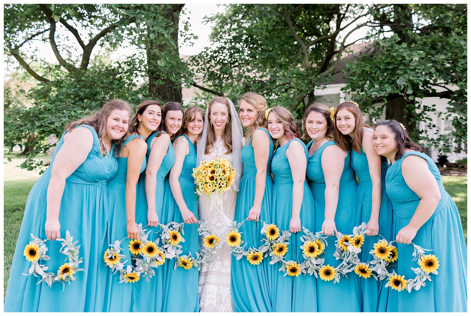 sunflower hoops as bridal bouquets