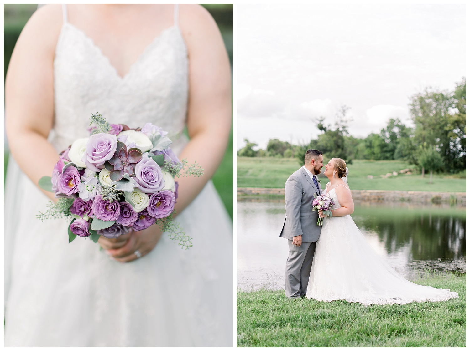 light purple and succulent bridal bouquet