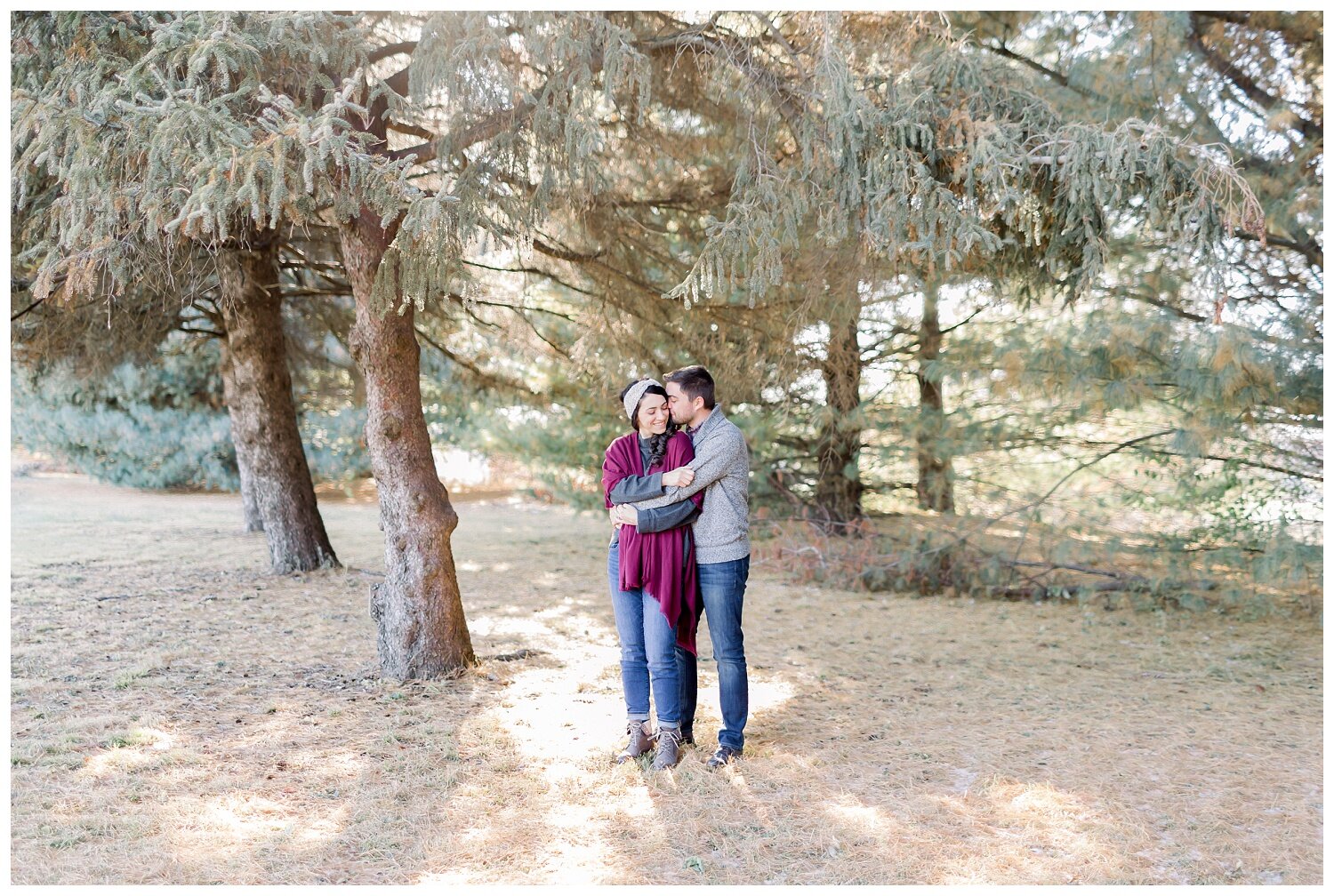 Winter engagement photos at St. Benedictine College Campus