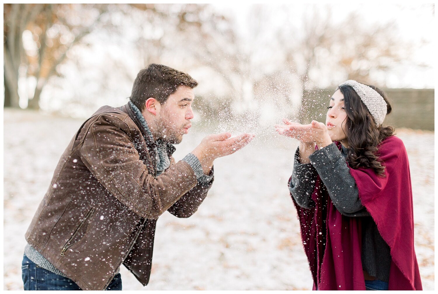 snowy winter engagement photos