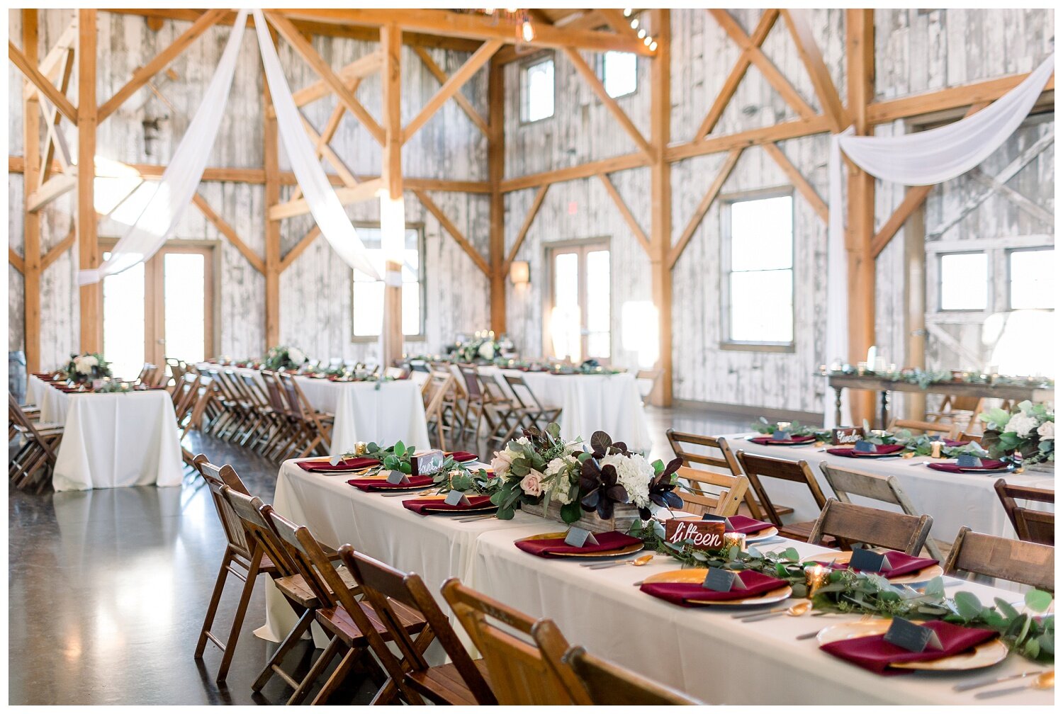 Fall wedding at Timber Barn with Hitched Floral and Coordination