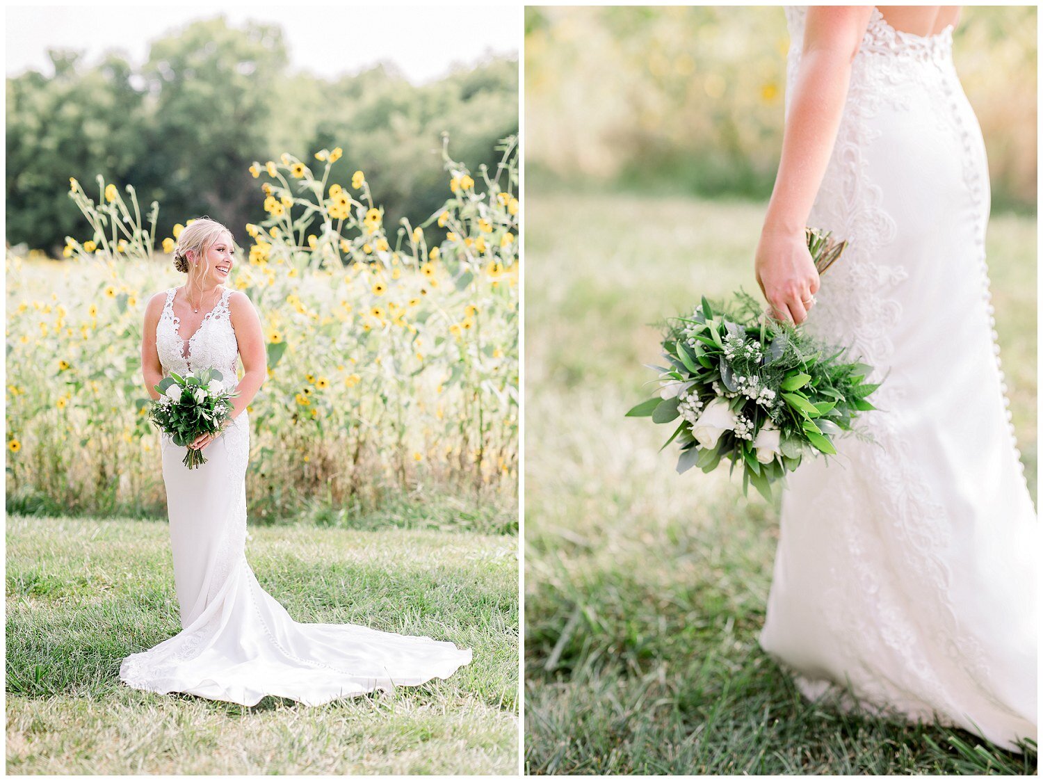 Bridal bouquet of greens and whites