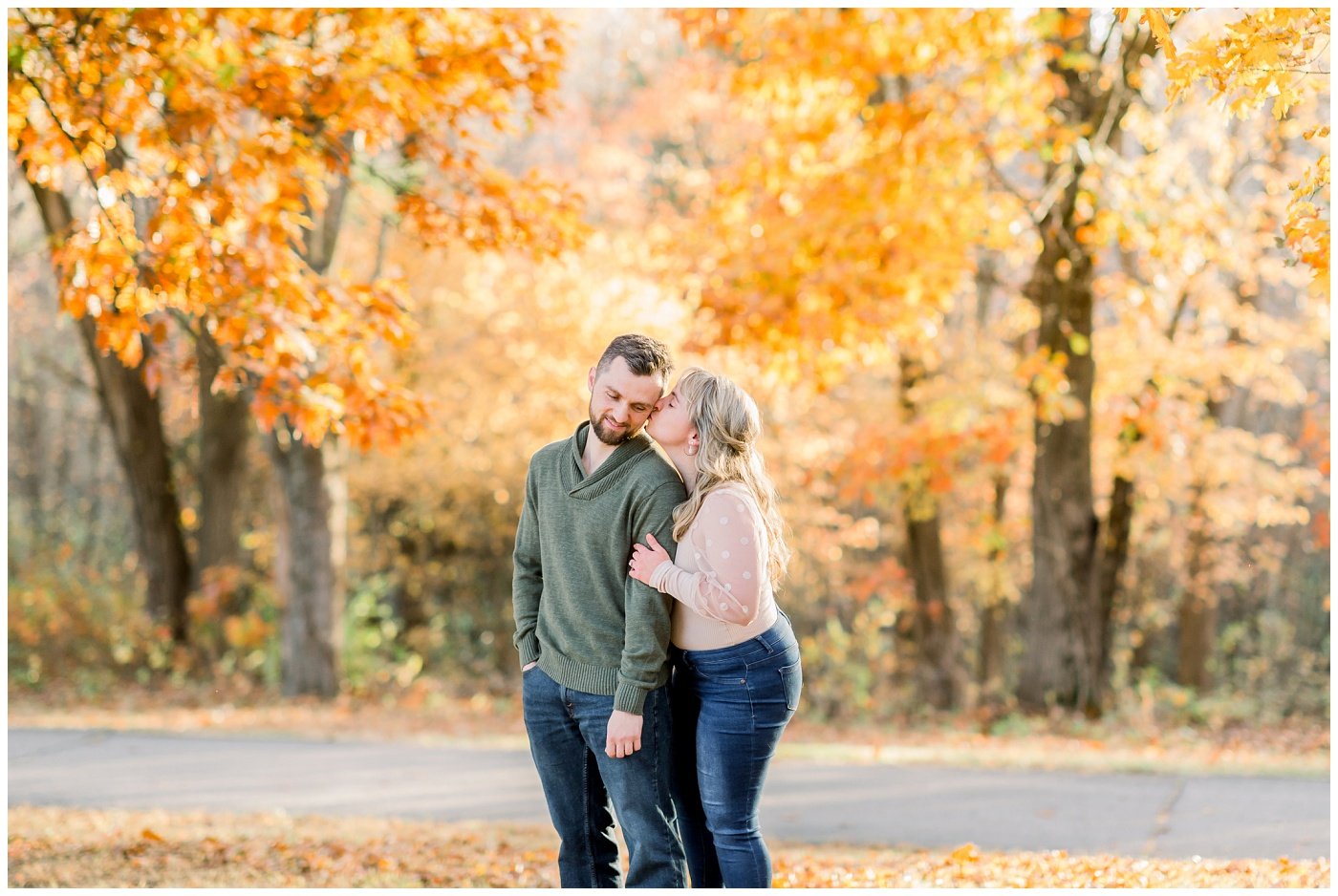 Colorful fall engagement photos