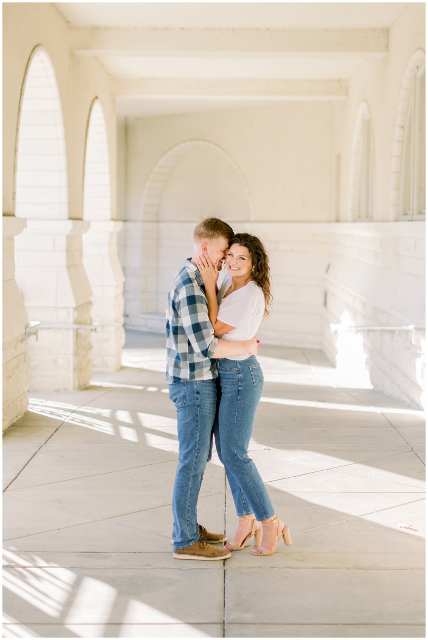 Engagement photos on college campus