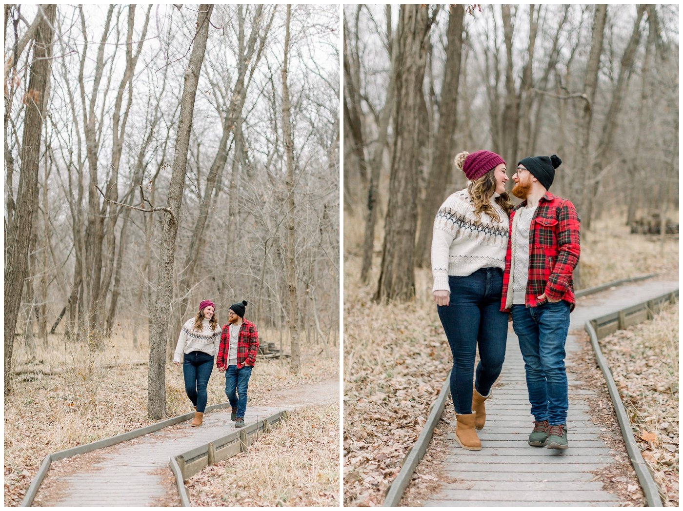 Woodsy winter engagement photos