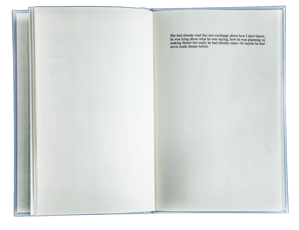 Excerpt from "I was going back and forth between houses," a book of transcriptions of my dreams. 48 pages, hardcover.