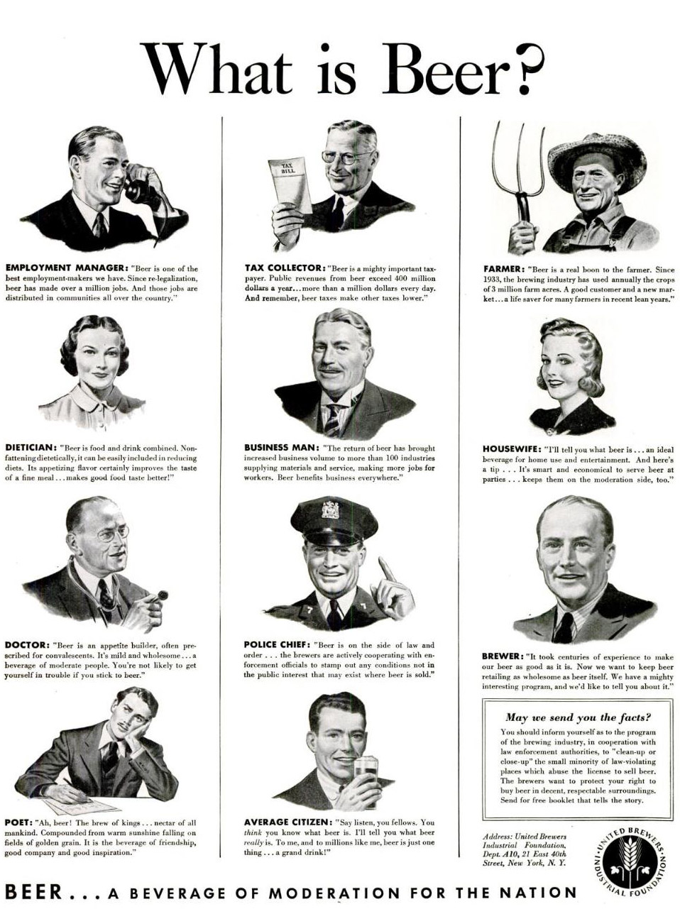 A typical ad, c. 1950s, from what is now the Beer Institute