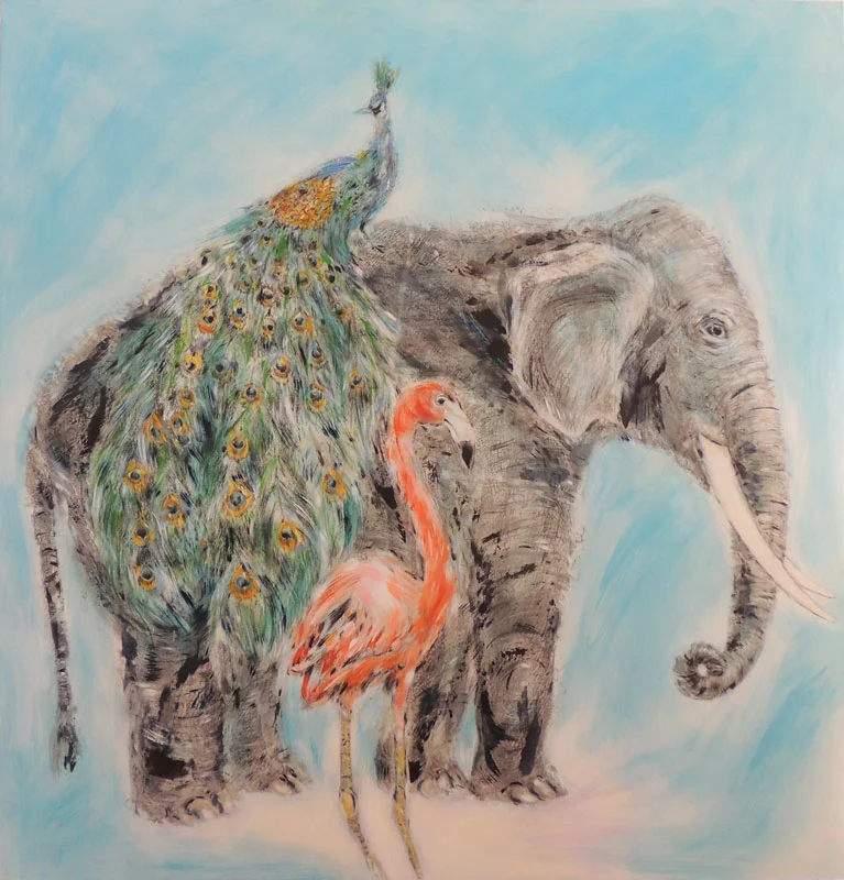 Elephant Walk, oil on panel, 42 x 42