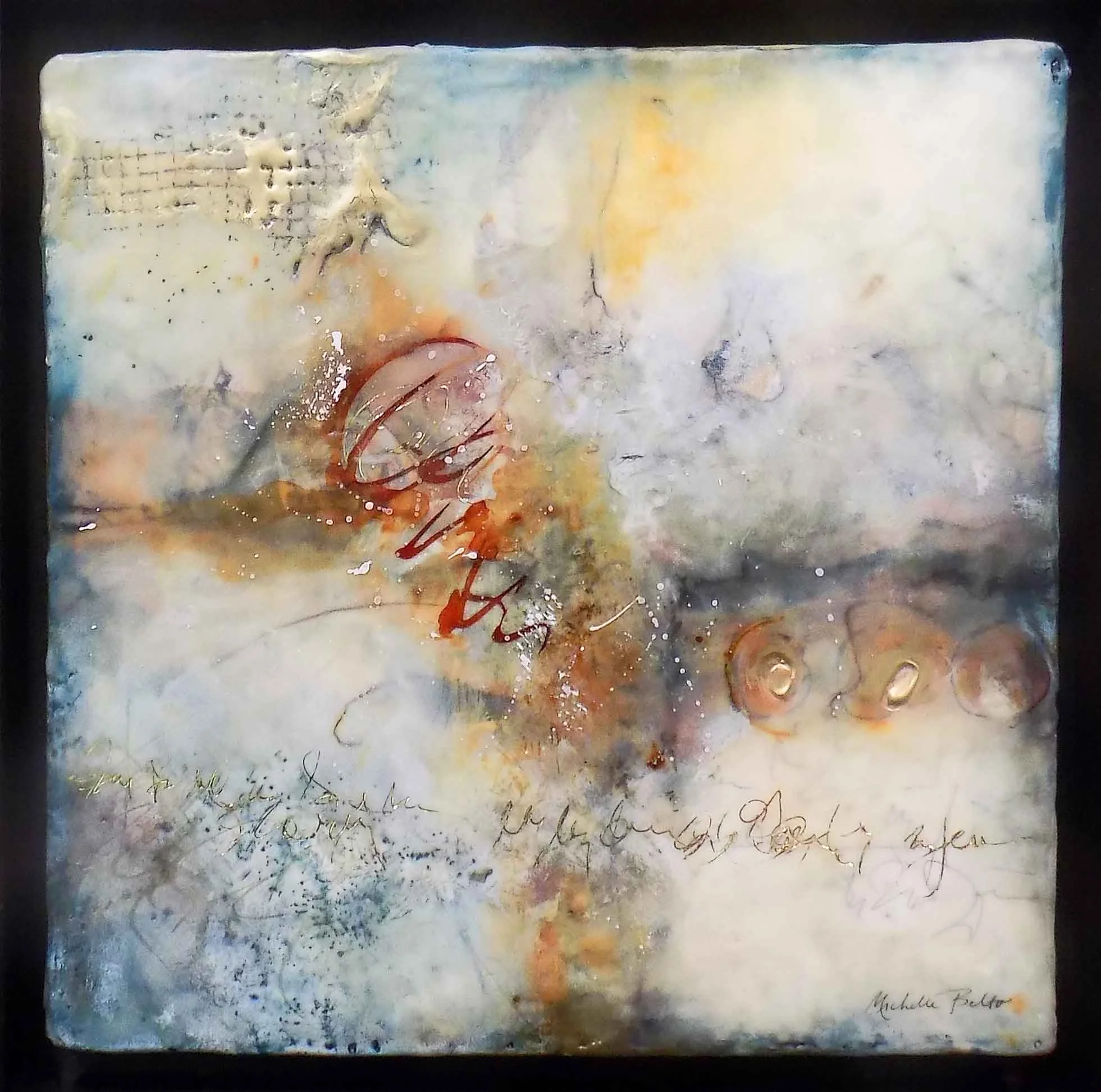 Step by Step, encaustic & mixed media on artist made paper