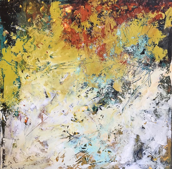 Just Another Day, oil & cold wax, 12 x 12