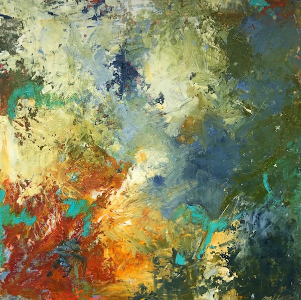 Well Watered 1, oil & cold wax, 16 x 16