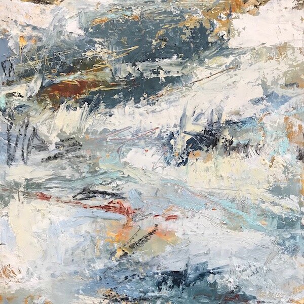Beach Trail, oil and cold wax on panel, 12 x 12