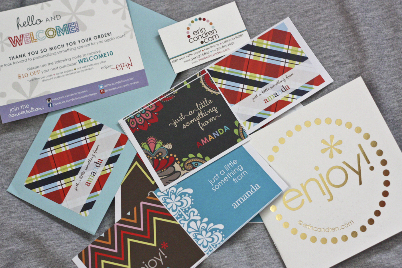 Erin adds a ton of personalized extras. Gift tags, cards... unfortunately, these went to waste. I never used any of them... nor did I really want to because they weren't my style. Because they're personalized, I couldn't pass them off to anyone who could use them.