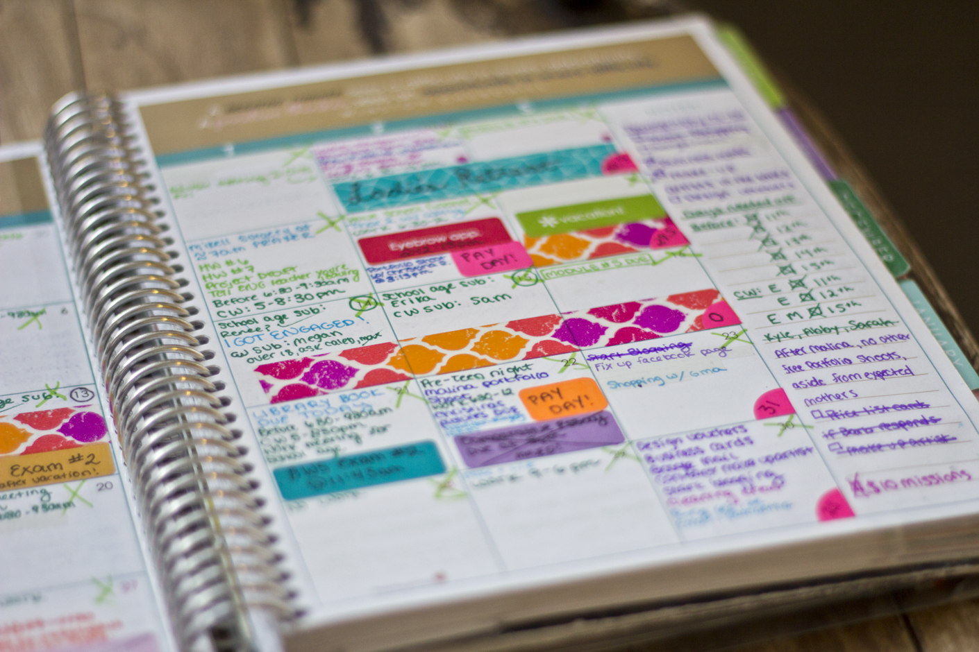 I definitely used my planner to its full potential. I used circle stickers, washi tape, and the stickers that Erin included in her planners. I still have a ton of these stickers left over, that I didn't get to use. If I got another Erin Condren, I don't even think I would bother reusing them because you get so many every year. But overall, I loved the stickers.